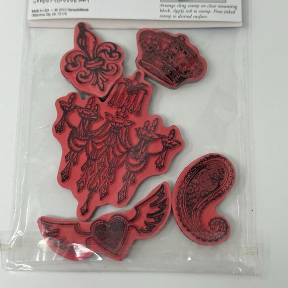 Stampabilities Ornate Icons Cling Rubber Stamp Set Crown Fleur Chandelier Wing H - Picture 2 of 8